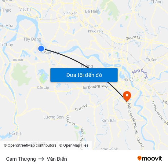 Cam Thượng to Văn Điển map