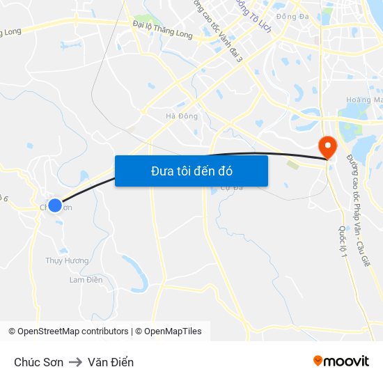 Chúc Sơn to Văn Điển map