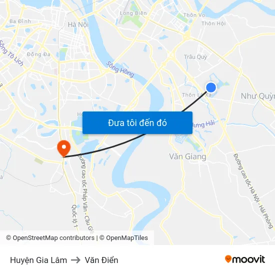 Huyện Gia Lâm to Văn Điển map