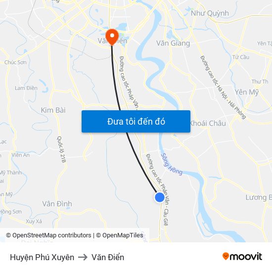 Huyện Phú Xuyên to Văn Điển map