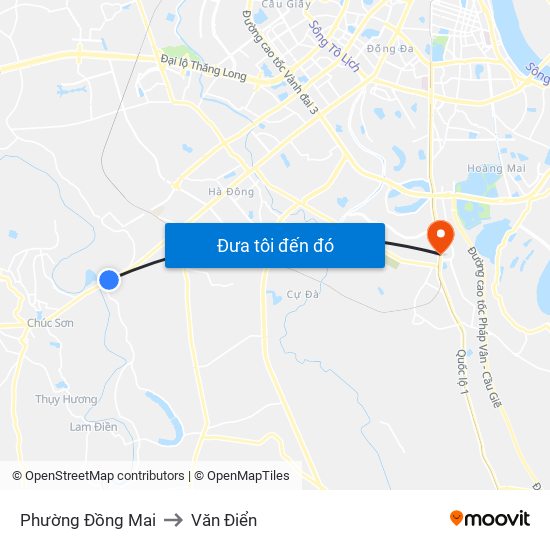 Phường Đồng Mai to Văn Điển map