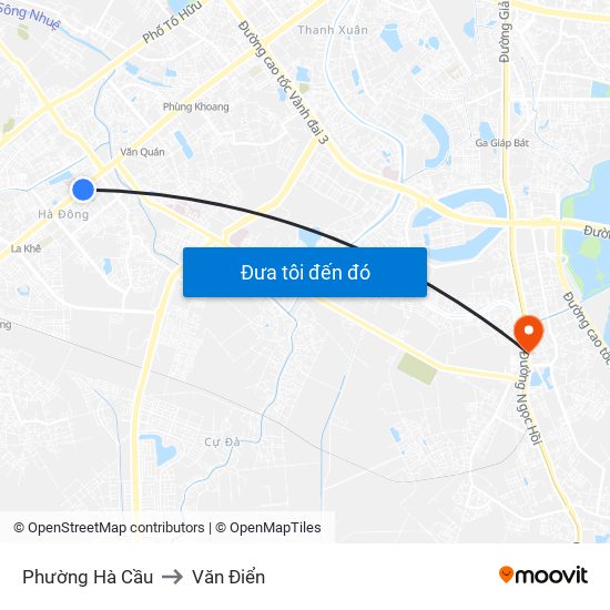 Phường Hà Cầu to Văn Điển map