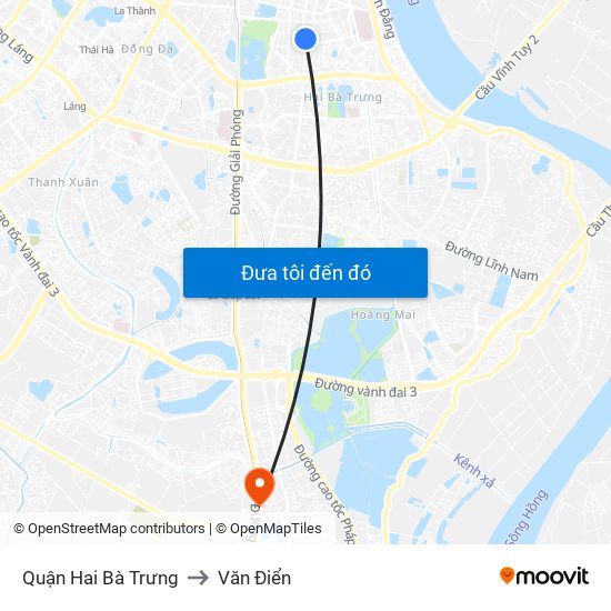 Quận Hai Bà Trưng to Văn Điển map