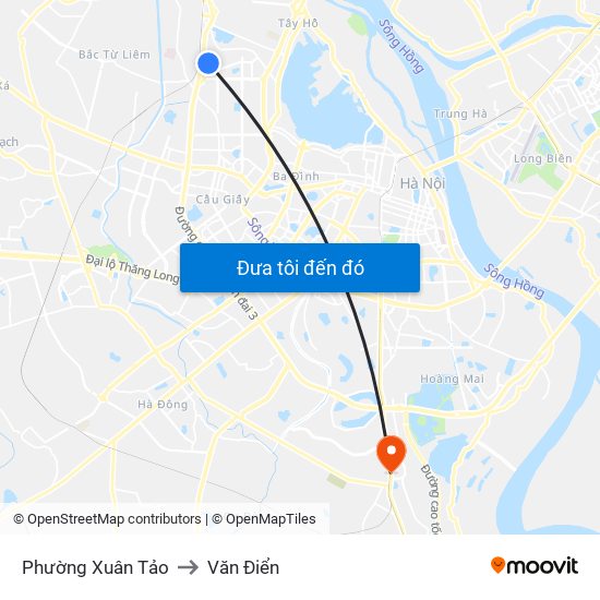 Phường Xuân Tảo to Văn Điển map