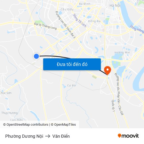 Phường Dương Nội to Văn Điển map