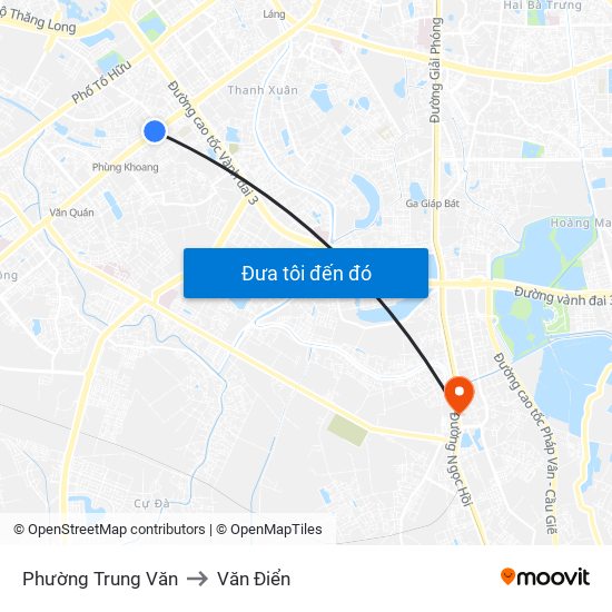 Phường Trung Văn to Văn Điển map