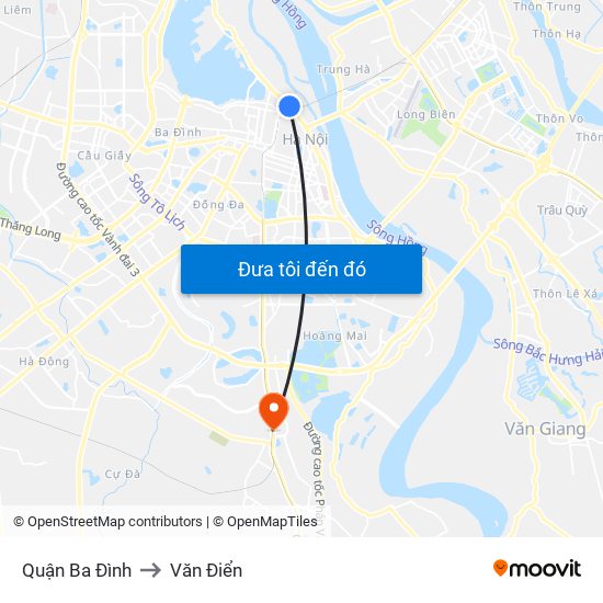 Quận Ba Đình to Văn Điển map