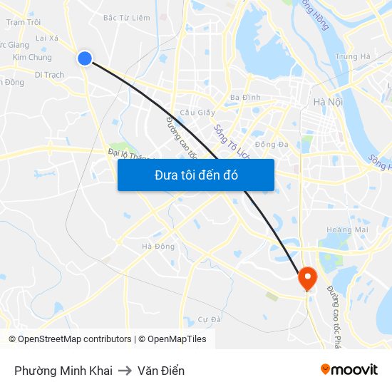 Phường Minh Khai to Văn Điển map