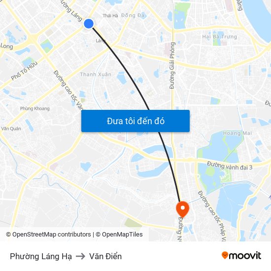 Phường Láng Hạ to Văn Điển map