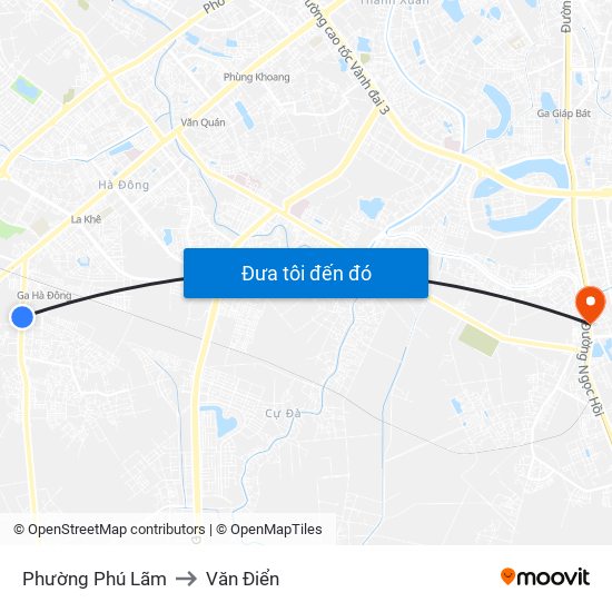 Phường Phú Lãm to Văn Điển map