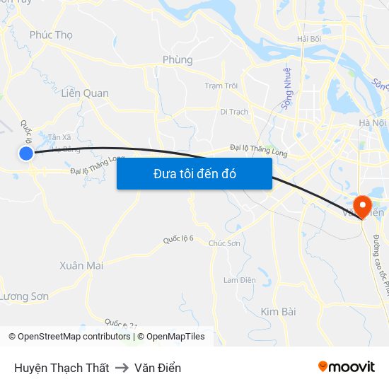 Huyện Thạch Thất to Văn Điển map