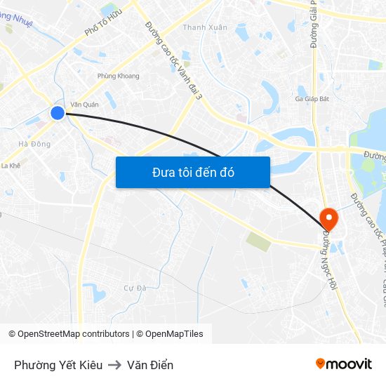 Phường Yết Kiêu to Văn Điển map