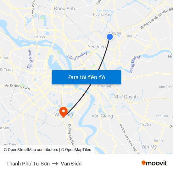 Thành Phố Từ Sơn to Văn Điển map