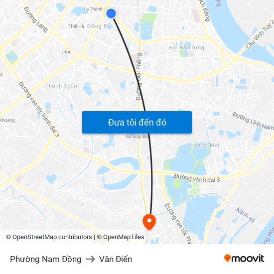 Phường Nam Đồng to Văn Điển map