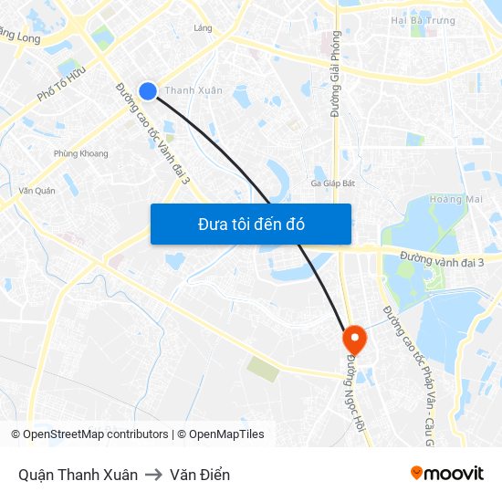 Quận Thanh Xuân to Văn Điển map