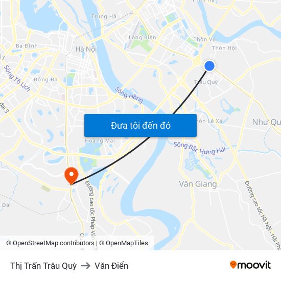 Thị Trấn Trâu Quỳ to Văn Điển map