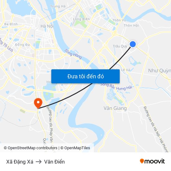 Xã Đặng Xá to Văn Điển map