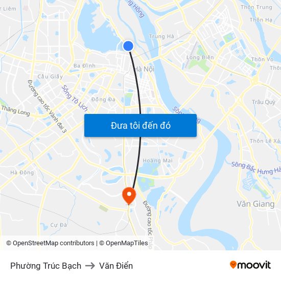 Phường Trúc Bạch to Văn Điển map