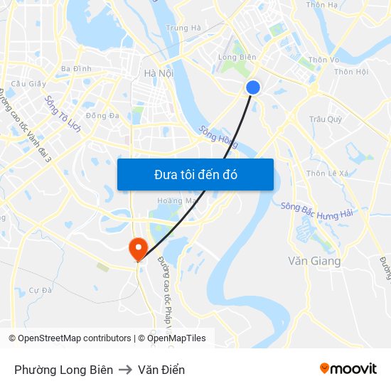 Phường Long Biên to Văn Điển map