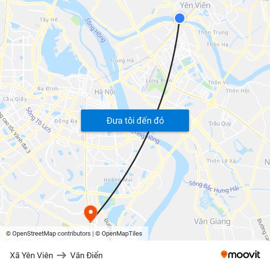 Xã Yên Viên to Văn Điển map