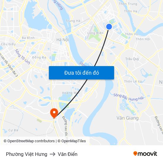 Phường Việt Hưng to Văn Điển map