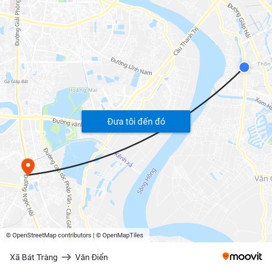 Xã Bát Tràng to Văn Điển map