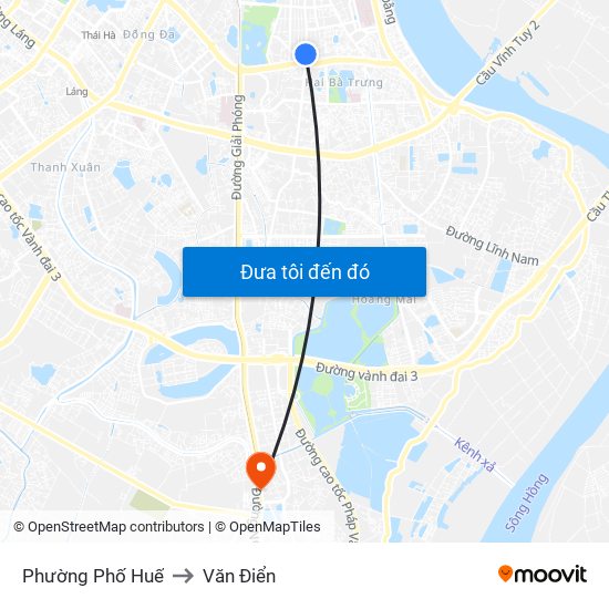 Phường Phố Huế to Văn Điển map