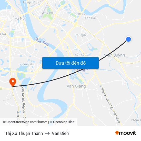 Thị Xã Thuận Thành to Văn Điển map