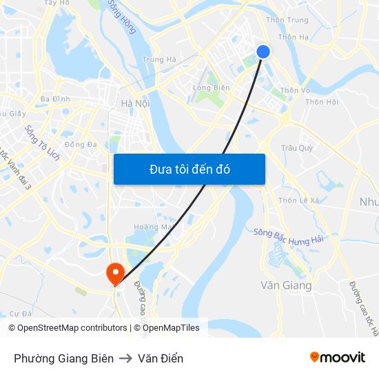 Phường Giang Biên to Văn Điển map