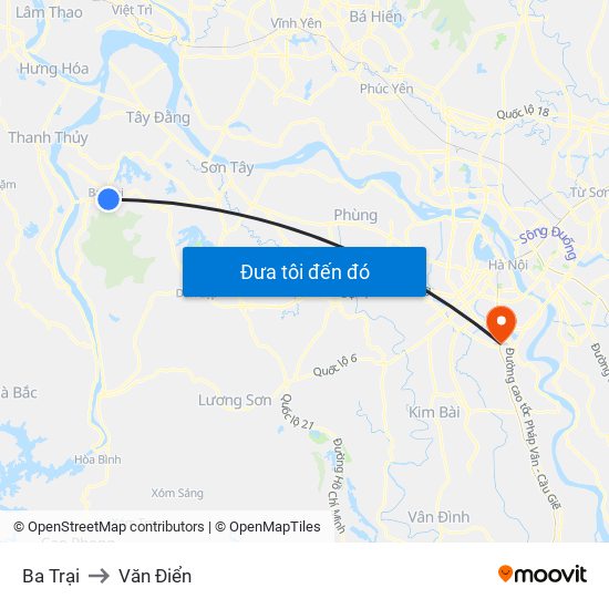 Ba Trại to Văn Điển map