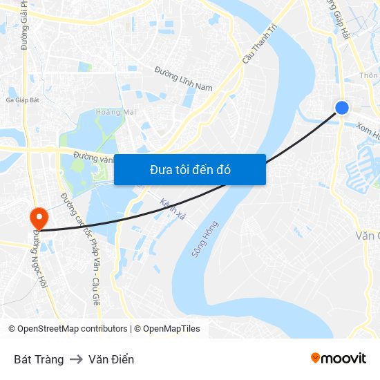 Bát Tràng to Văn Điển map