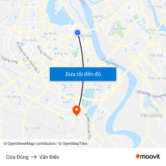 Cửa Đông to Văn Điển map