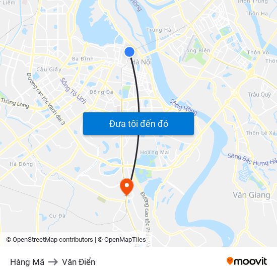 Hàng Mã to Văn Điển map