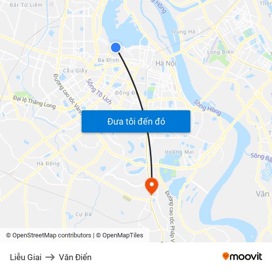 Liễu Giai to Văn Điển map