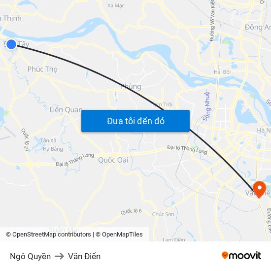 Ngô Quyền to Văn Điển map