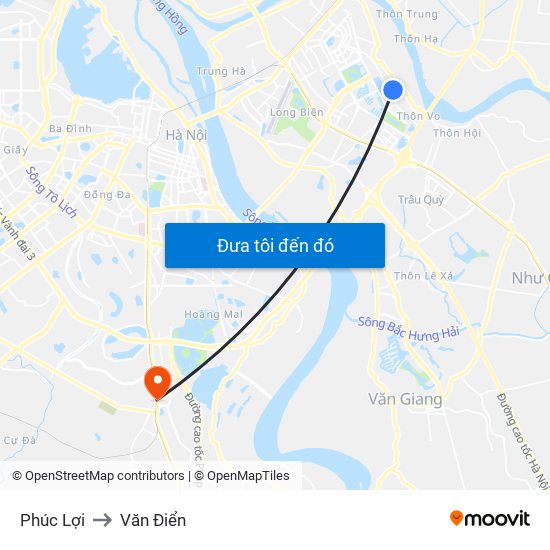 Phúc Lợi to Văn Điển map