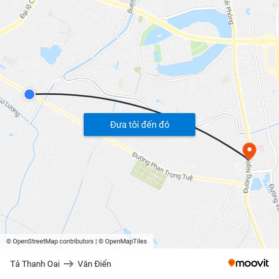 Tả Thanh Oai to Văn Điển map