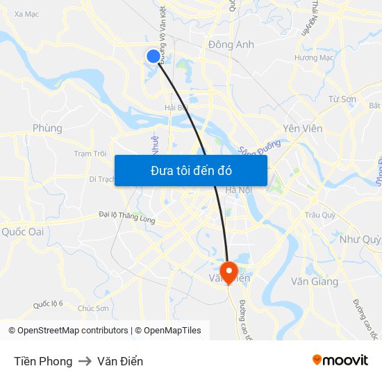 Tiền Phong to Văn Điển map