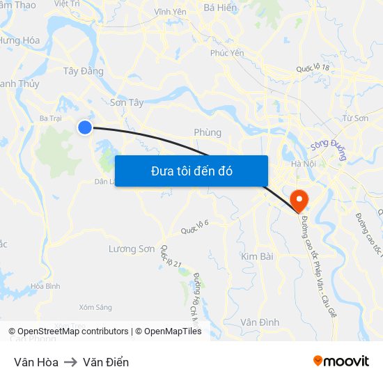 Vân Hòa to Văn Điển map