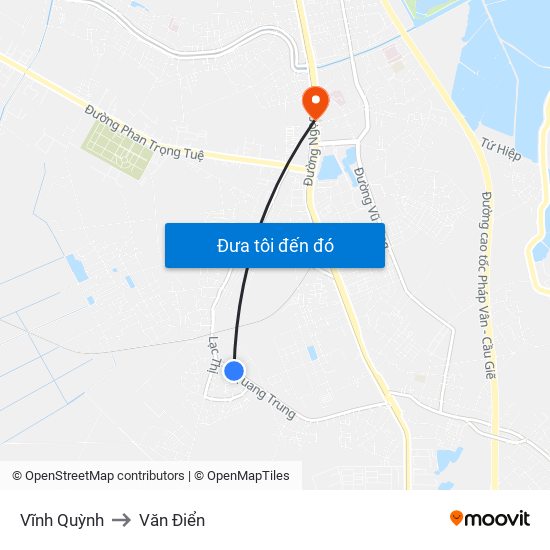 Vĩnh Quỳnh to Văn Điển map