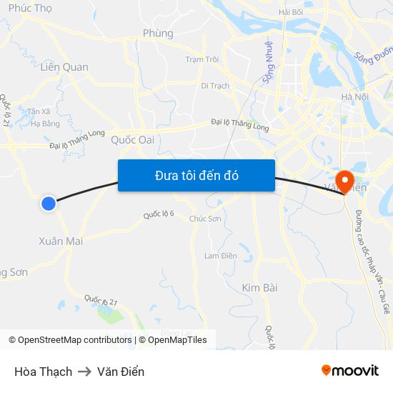 Hòa Thạch to Văn Điển map