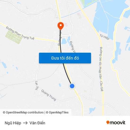 Ngũ Hiệp to Văn Điển map