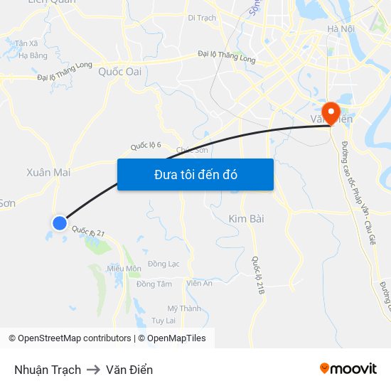 Nhuận Trạch to Văn Điển map