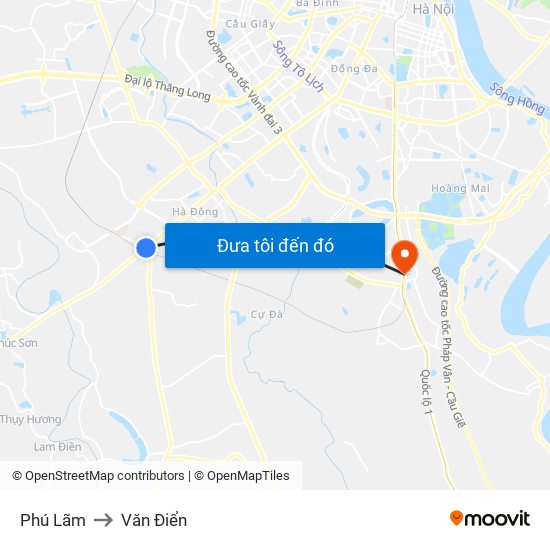 Phú Lãm to Văn Điển map