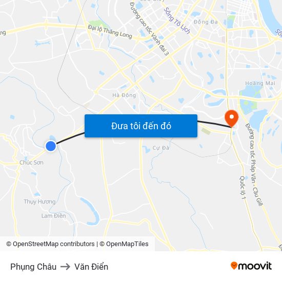 Phụng Châu to Văn Điển map