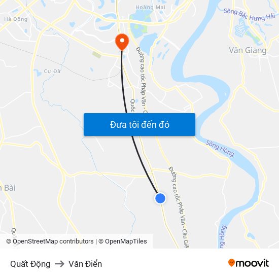 Quất Động to Văn Điển map