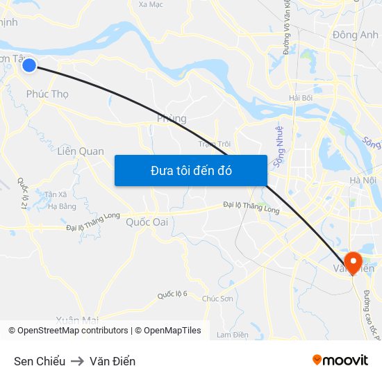 Sen Chiểu to Văn Điển map