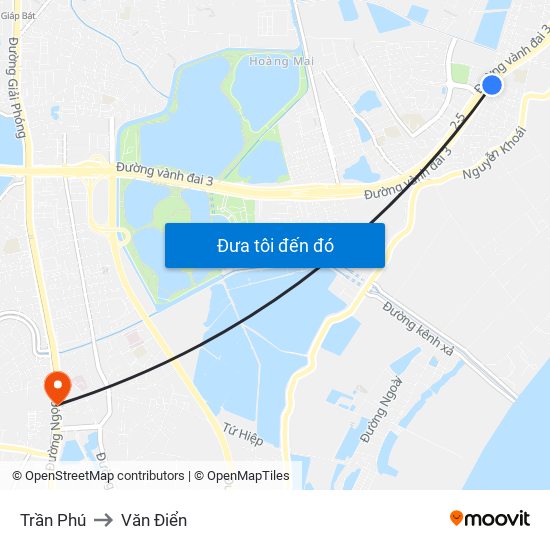 Trần Phú to Văn Điển map