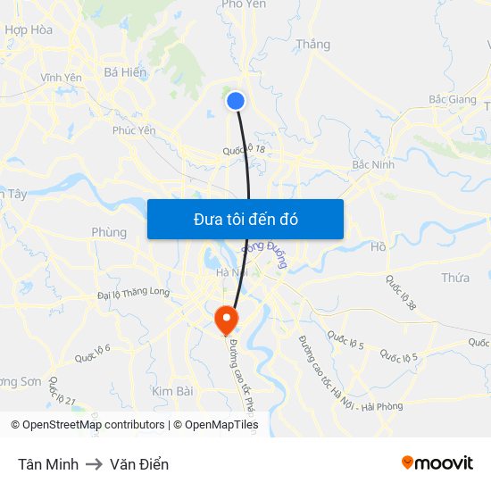 Tân Minh to Văn Điển map