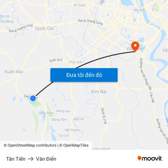 Tân Tiến to Văn Điển map